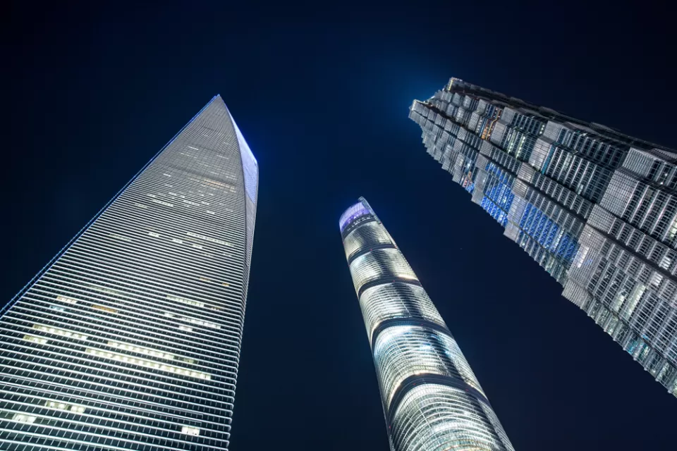 Shanghai Tower, World Financial Center, and Jin Mao Tower